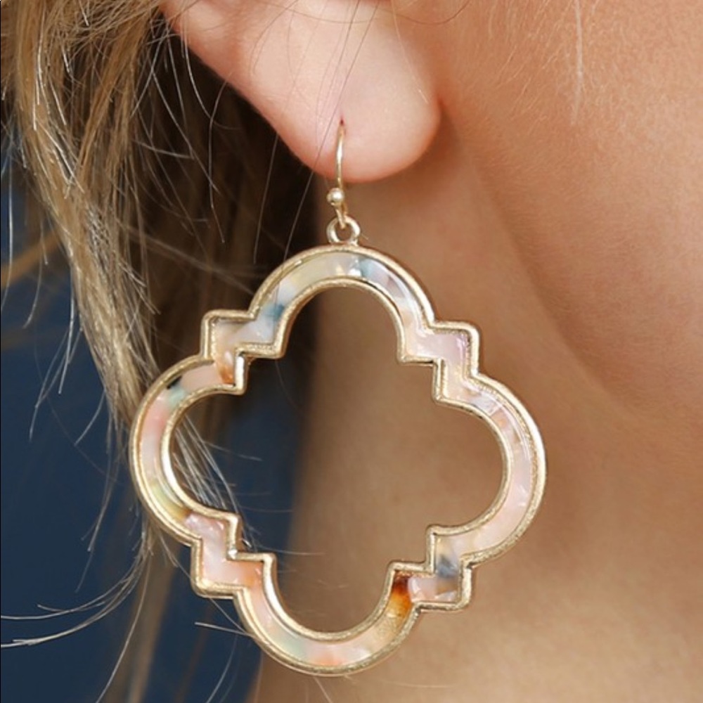 FINAL PRICE Blue Quartrefoil Drop Earrings - Picture 3 of 4